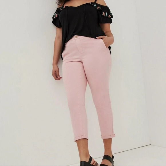 Torrid Pink Mid-rise Stretch Twill Chino Skinny Cropped Pants 10 Women’s - Picture 14 of 14